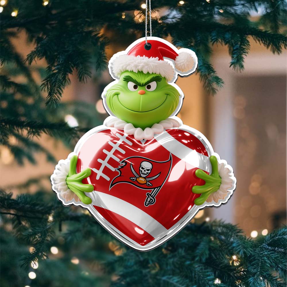 Sportswearmerch Tampa Bay Buccaneers NFL The Grinch x Christmas Acrylic Ornament Gift For Fan