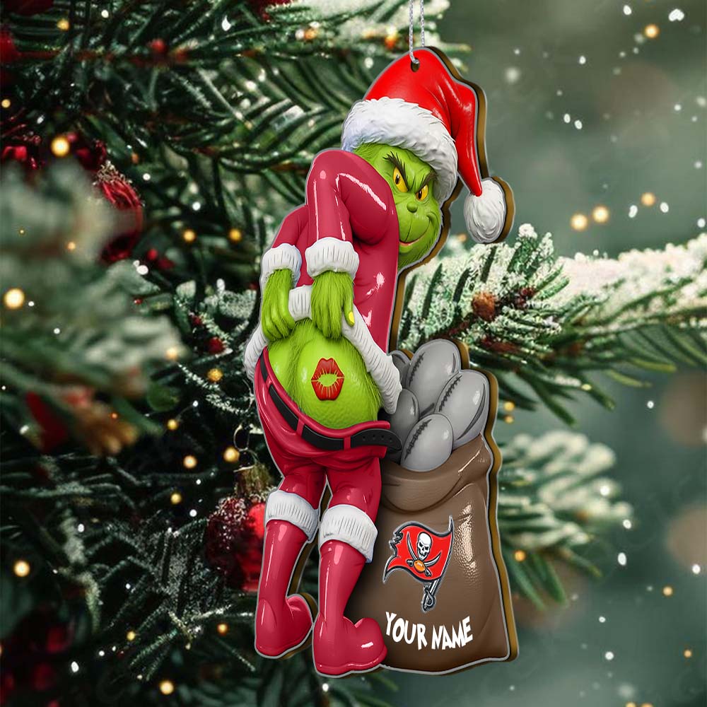 Sportswearmerch Tampa Bay Buccaneers NFL The Grinch x Christmas Acrylic Ornament Gift For Fan