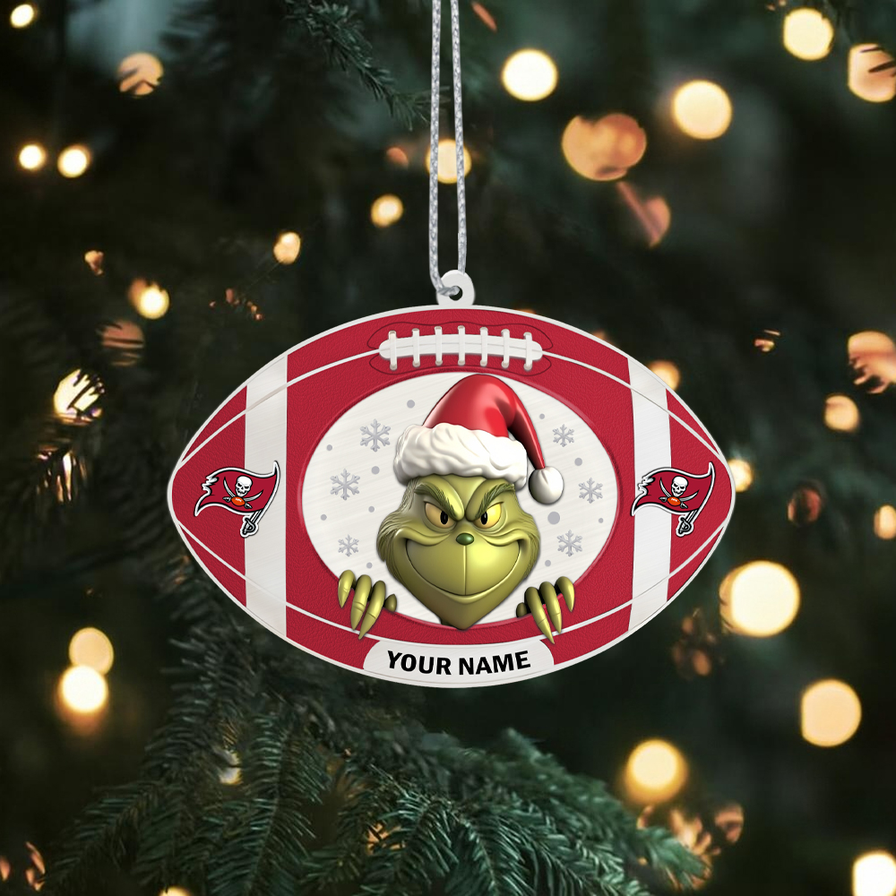 Sportswearmerch Tampa Bay Buccaneers NFL The Grinch x Christmas Acrylic Ornament Gift For Fan