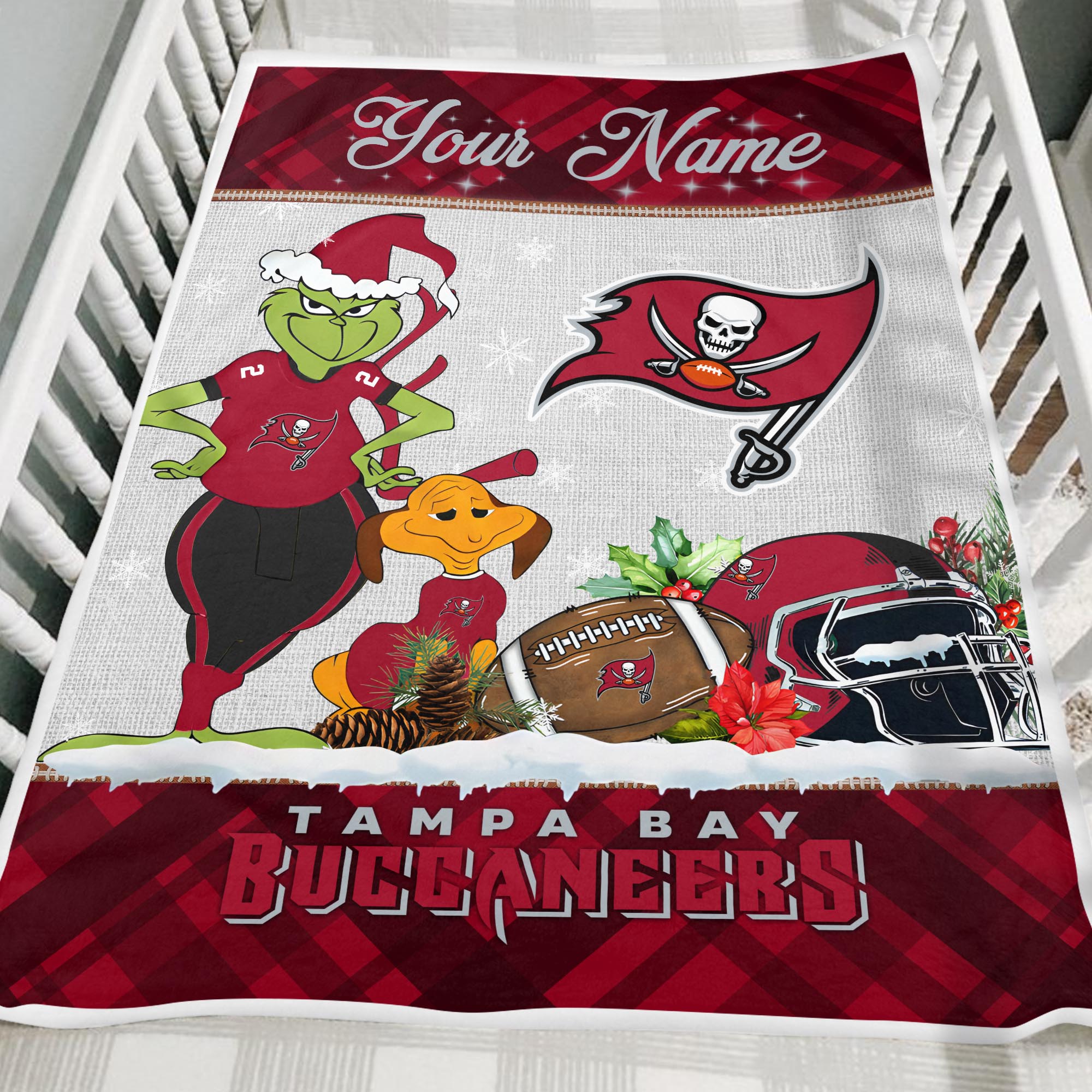 Sportswearmerch Tampa Bay Buccaneers NFL x Grinch Christmas Fleece Blanket For Fan