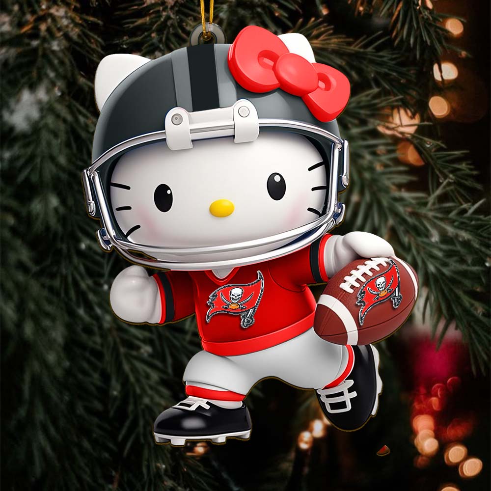 Sportswearmerch Tampa Bay Buccaneers NFL x Hello Kitty Personalized Acrylic Ornament Gift For Fans