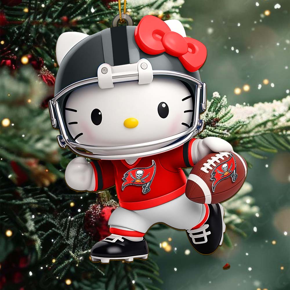 Sportswearmerch Tampa Bay Buccaneers NFL x Hello Kitty Personalized Acrylic Ornament Gift For Fans