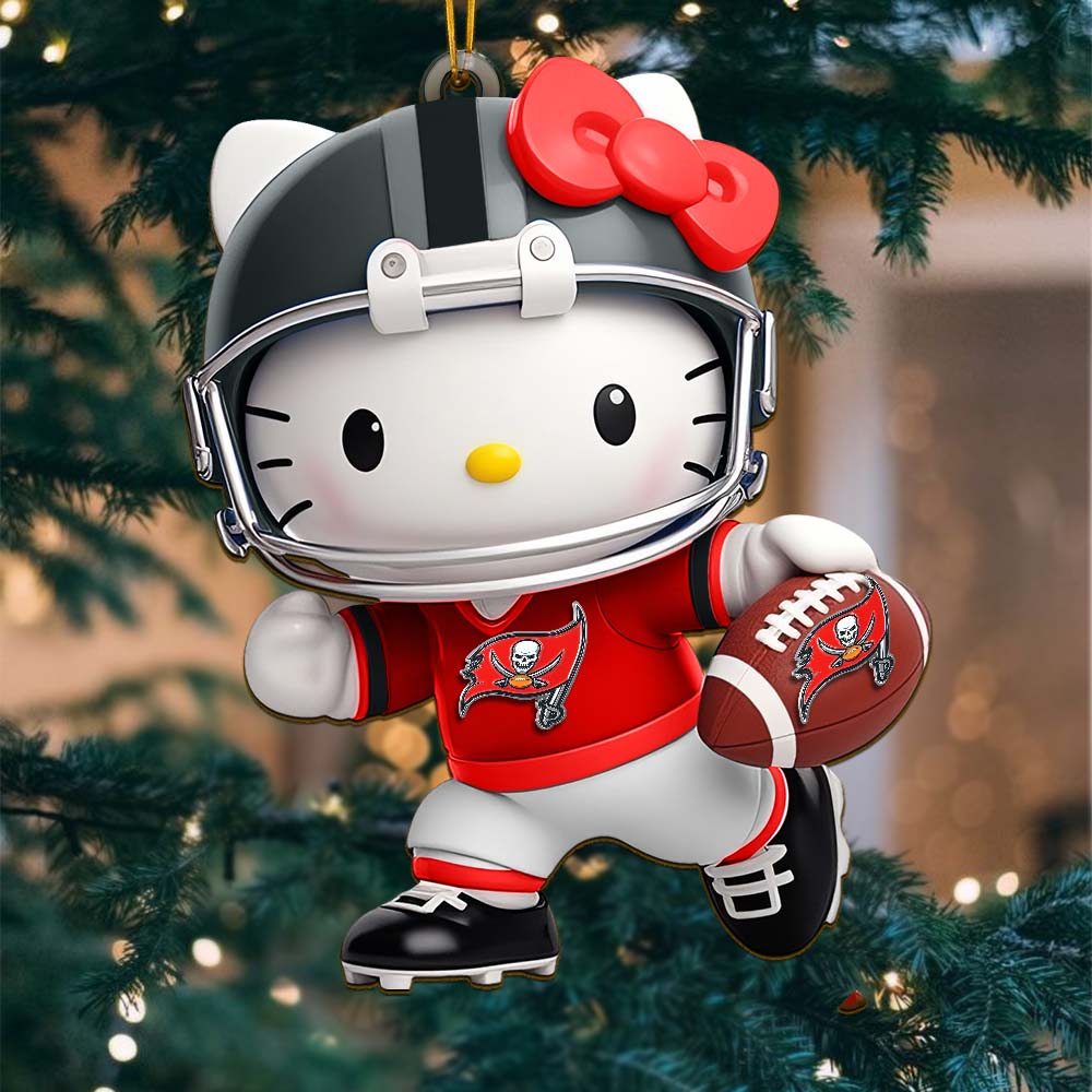 Sportswearmerch Tampa Bay Buccaneers NFL x Hello Kitty Personalized Acrylic Ornament Gift For Fans