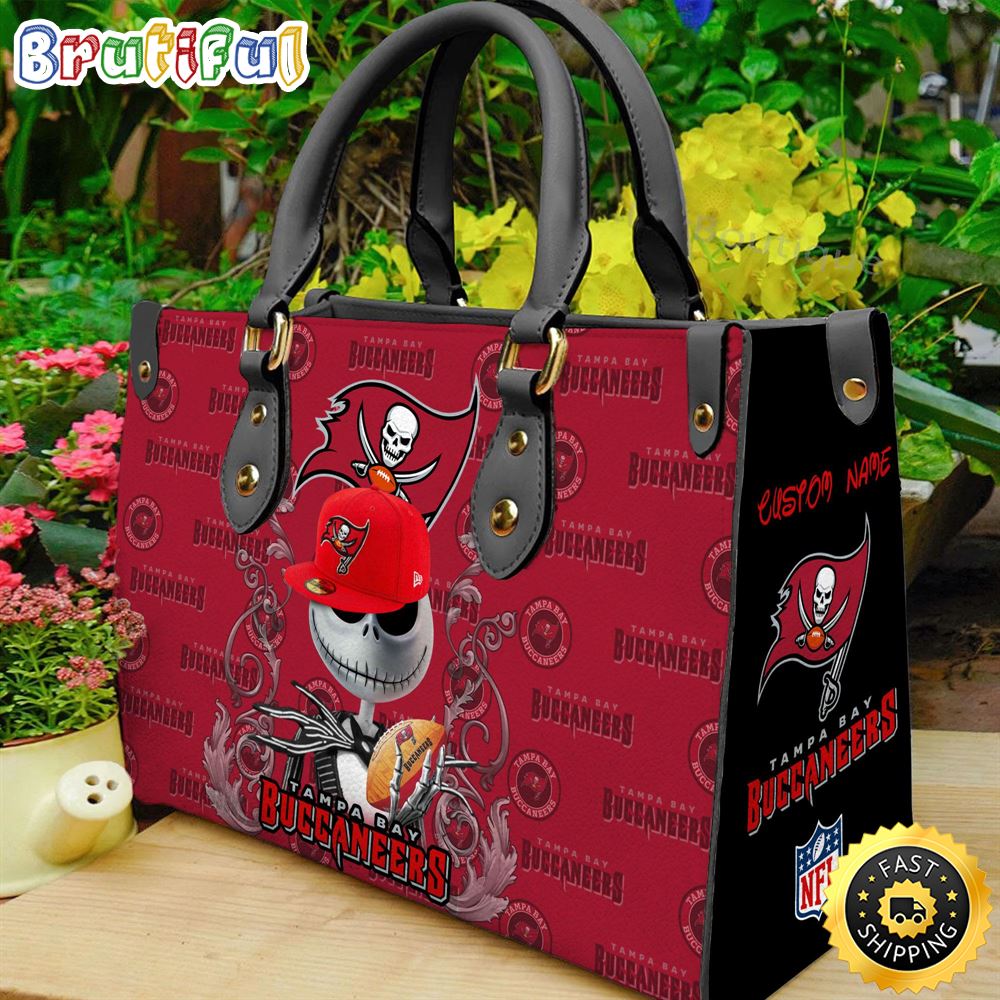 Sportswearmerch Tampa Bay Buccaneers NFL x Jack Skellington Women Leather Bag For Fan