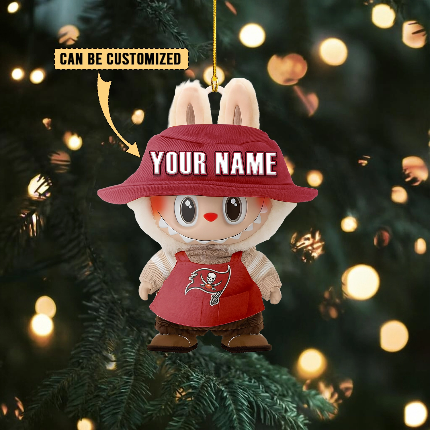 Sportswearmerch Tampa Bay Buccaneers NFL x Labubu Christmas Personalized Acrylic Ornament Gift For Fans