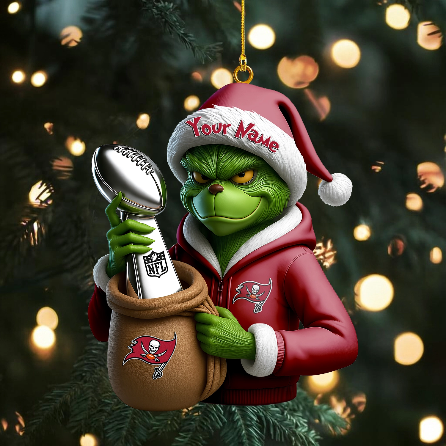 Sportswearmerch Tampa Bay Buccaneers NFL x The Grinch Acrylic Ornament Gift For Fans