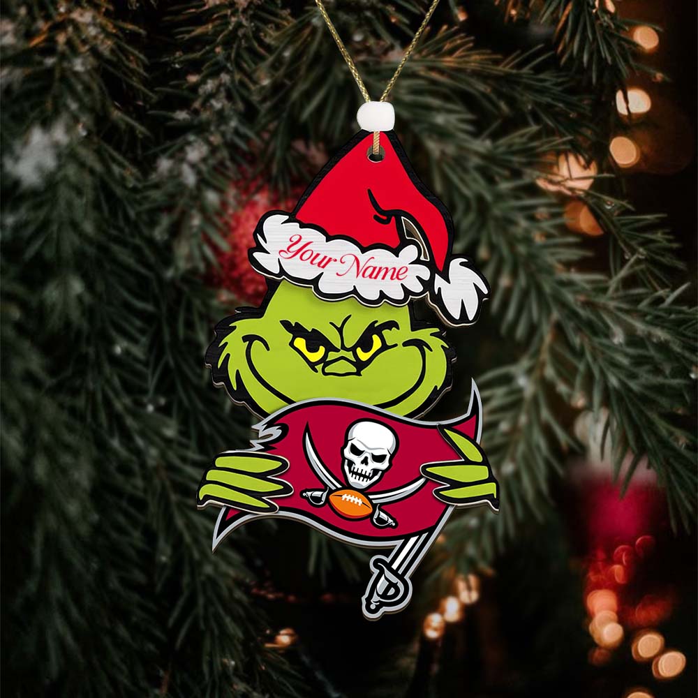 Sportswearmerch Tampa Bay Buccaneers NFL x The Grinch Christmas Acrylic Ornament Gift For Fans