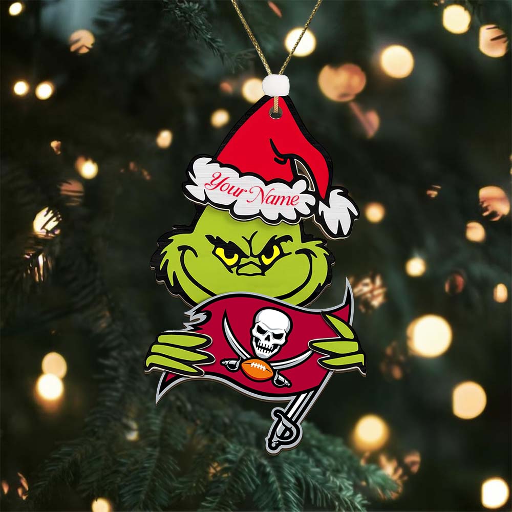 Sportswearmerch Tampa Bay Buccaneers NFL x The Grinch Christmas Acrylic Ornament Gift For Fans