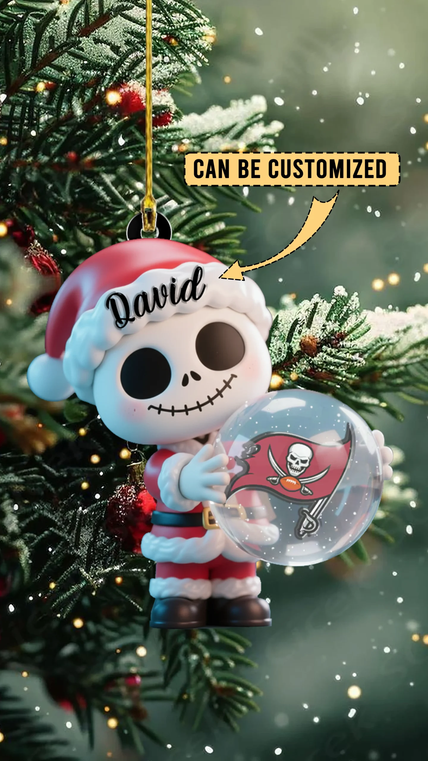 Sportswearmerch Tampa Bay Buccaneers NFL x The Nightmare Before Christmas Acrylic Ornament Gift For Fans