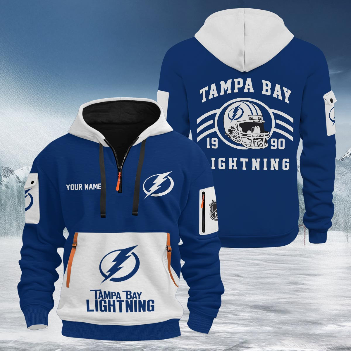 Sportswearmerch Tampa Bay Lightning NHL Half Zip Hoodie Personalized For Fan