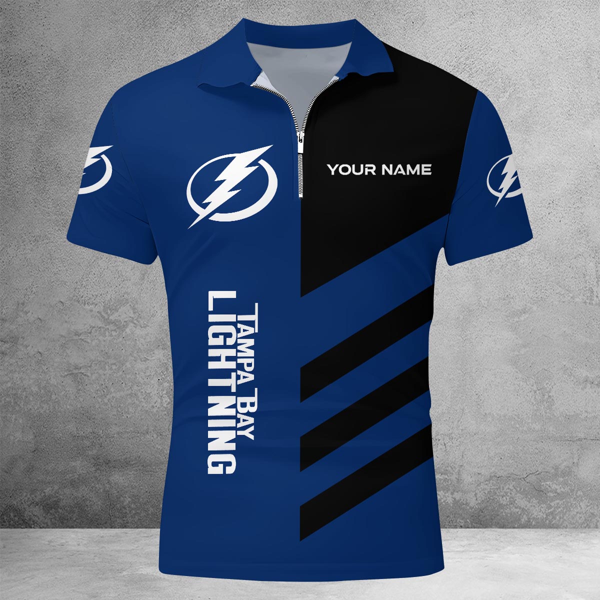 Sportswearmerch Tampa Bay Lightning NHL Lapel Zip Polo Shirt For Fan