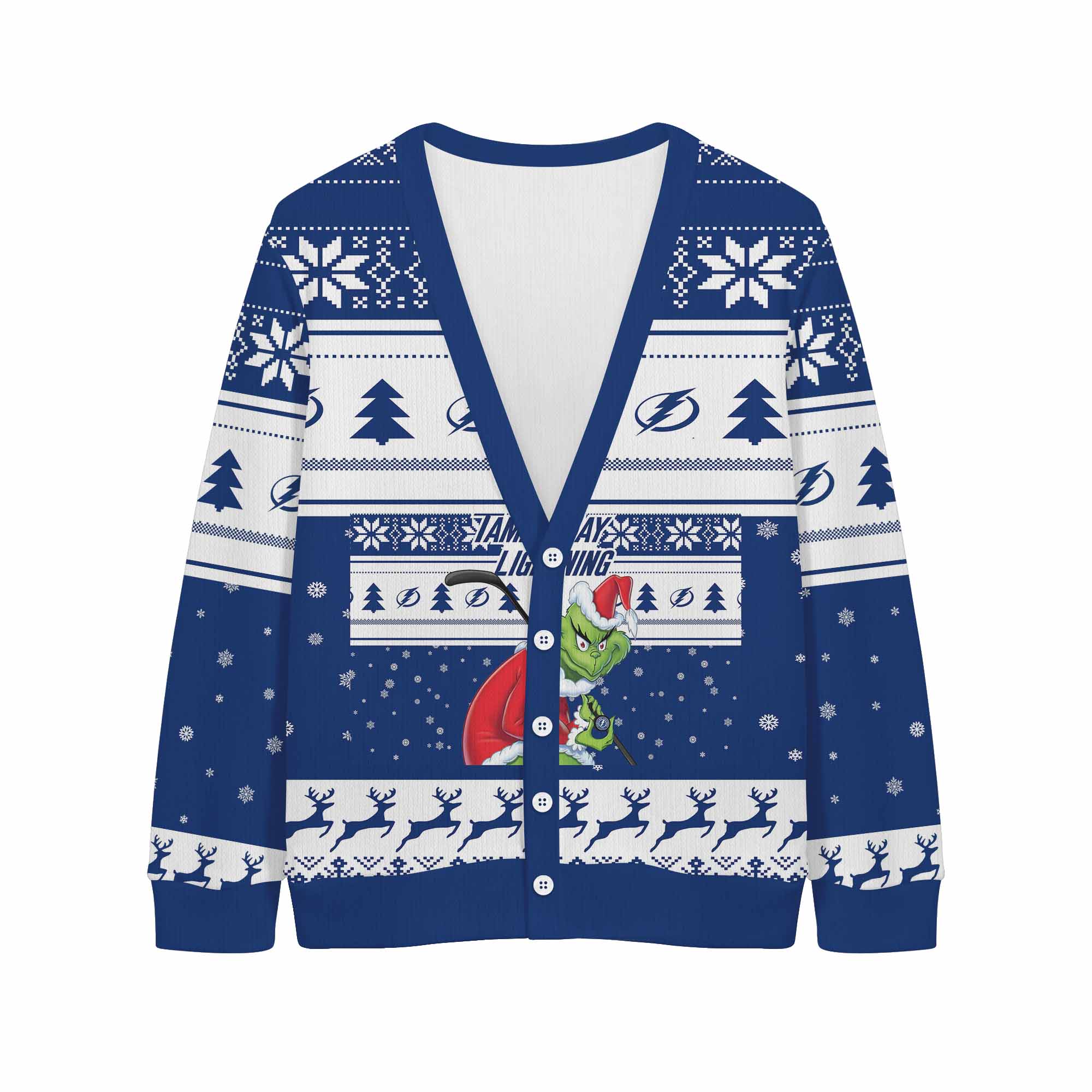 Sportswearmerch Tampa Bay Lightning NHL x Grinch Christmas Cardigan For Fan