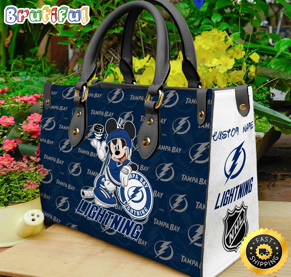 Sportswearmerch Tampa Bay Lightning NHL x Mickey Leather Handbag For Fan