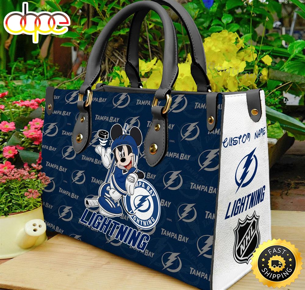 Sportswearmerch Tampa Bay Lightning NHL x Mickey Women Leather Hand Bag For Fan