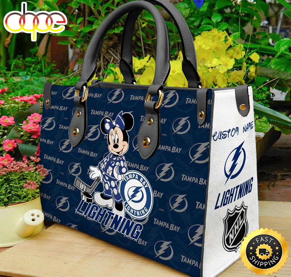 Sportswearmerch Tampa Bay Lightning NHL x Minnie Women Leather Hand Bag For Fan