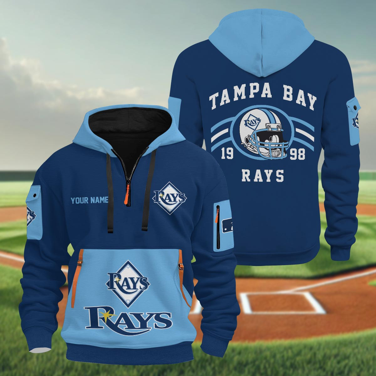 Sportswearmerch Tampa Bay Rays MLB Half Zip Hoodie Personalized For Fan