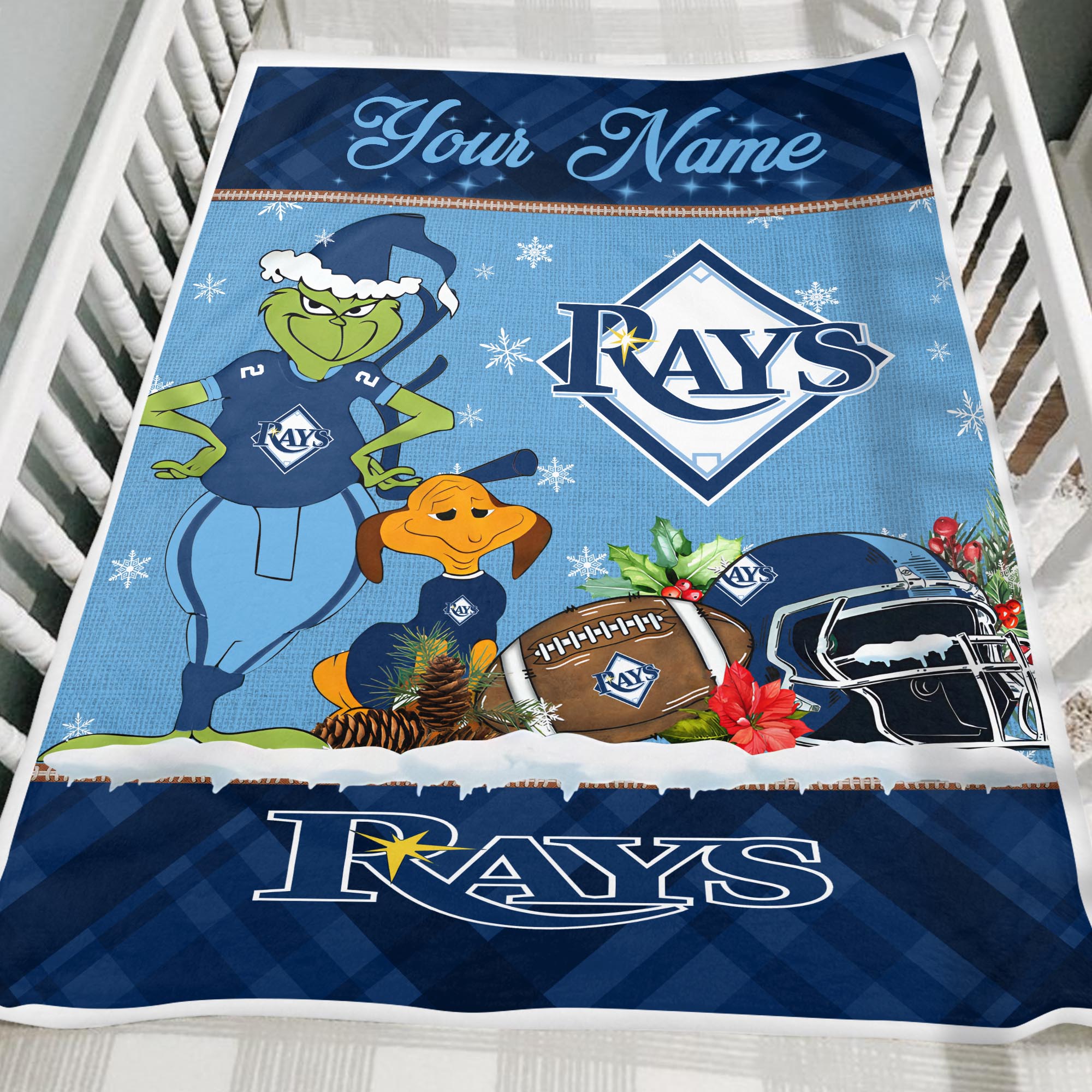 Sportswearmerch Tampa Bay Rays MLB x Grinch Christmas Fleece Blanket For Fan
