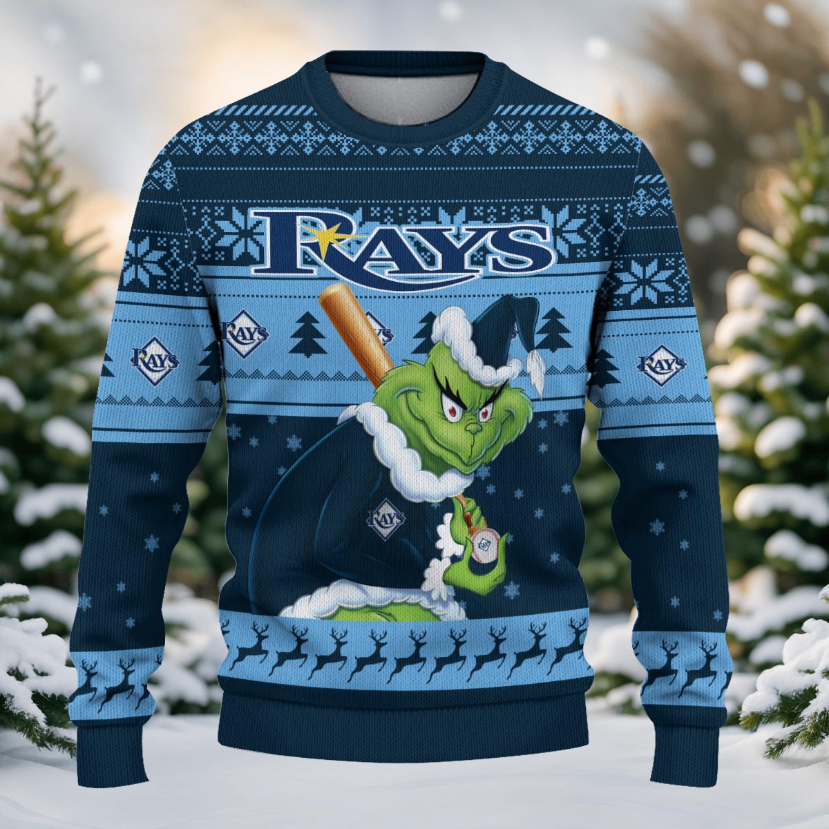Sportswearmerch Tampa Bay Rays MLB x Grinch Christmas Ugly Sweater For Fans