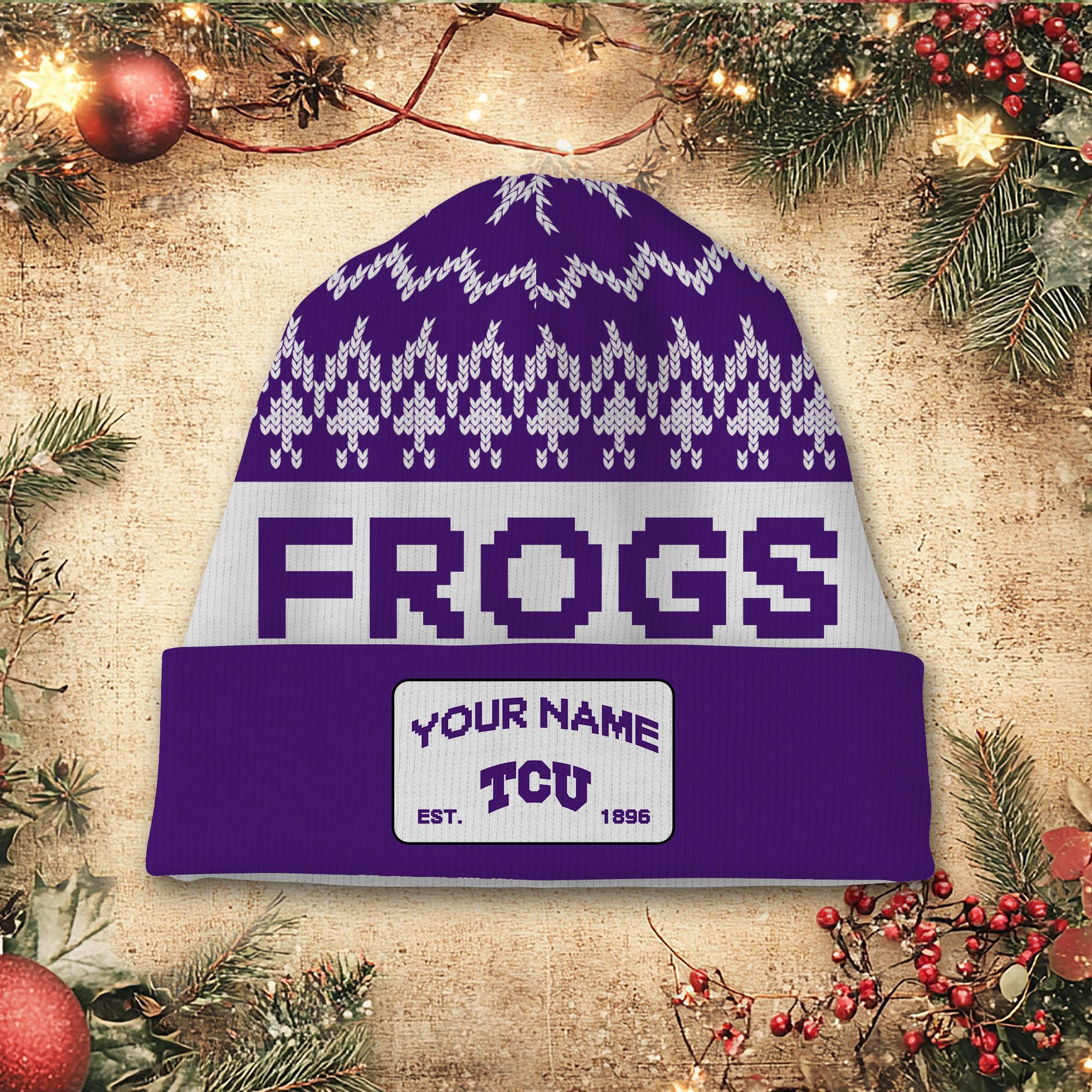 Sportswearmerch TCU Horned Frogs NCAA Christmas Beanie Hat For Fan
