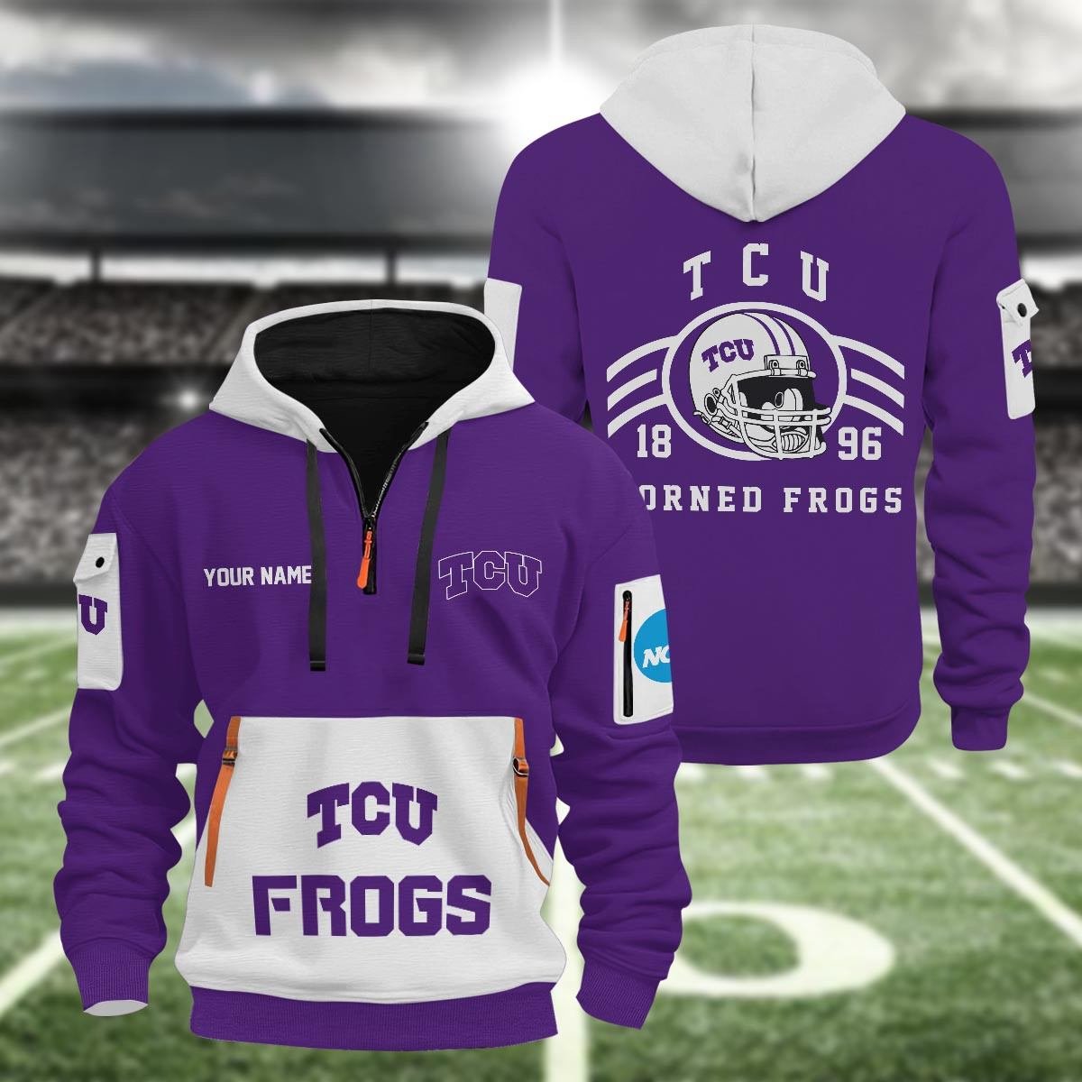 Sportswearmerch TCU Horned Frogs NCAA Half Zip Hoodie Personalized For Fan