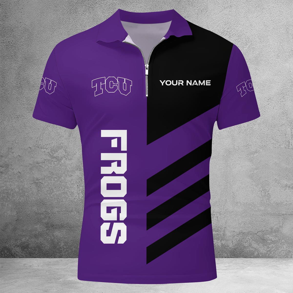 Sportswearmerch TCU Horned Frogs NCAA Lapel Zip Polo Shirt For Fan