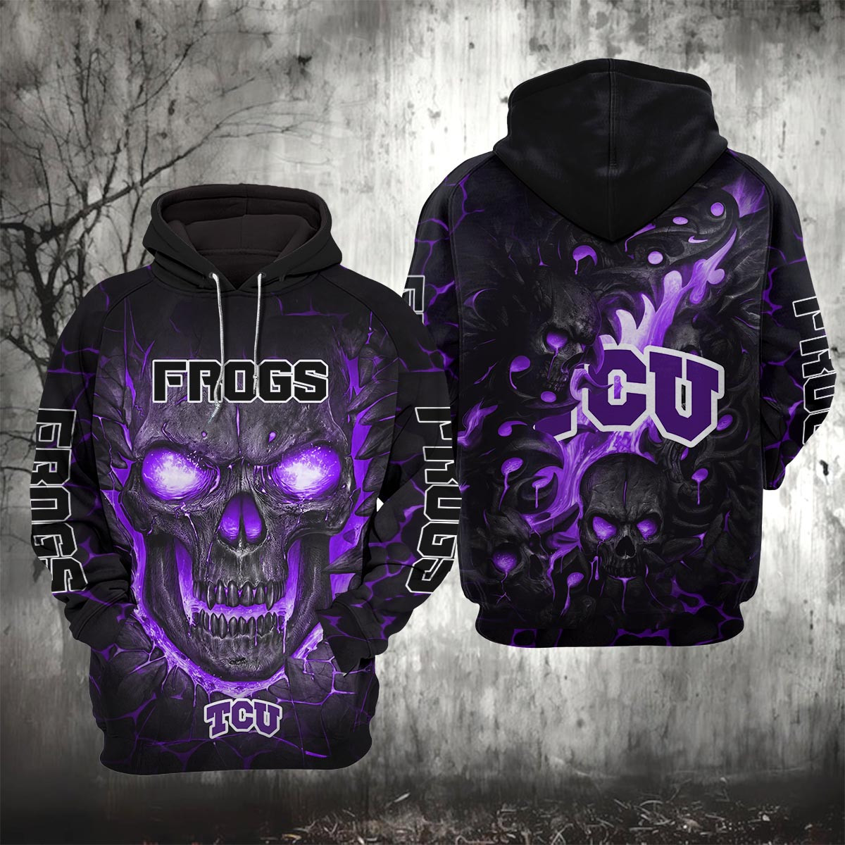 Sportswearmerch TCU Horned Frogs NCAA Lava Skull Hoodie For Fan
