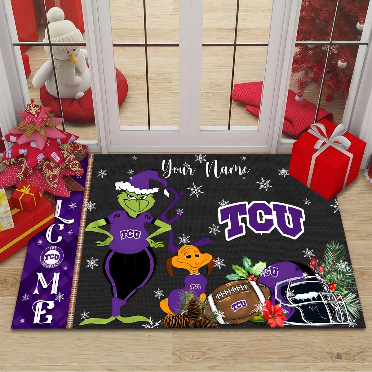 Sportswearmerch Tcu Horned Frogs NCAA x Grinch Christmas Welcome Football Doormat For Fan