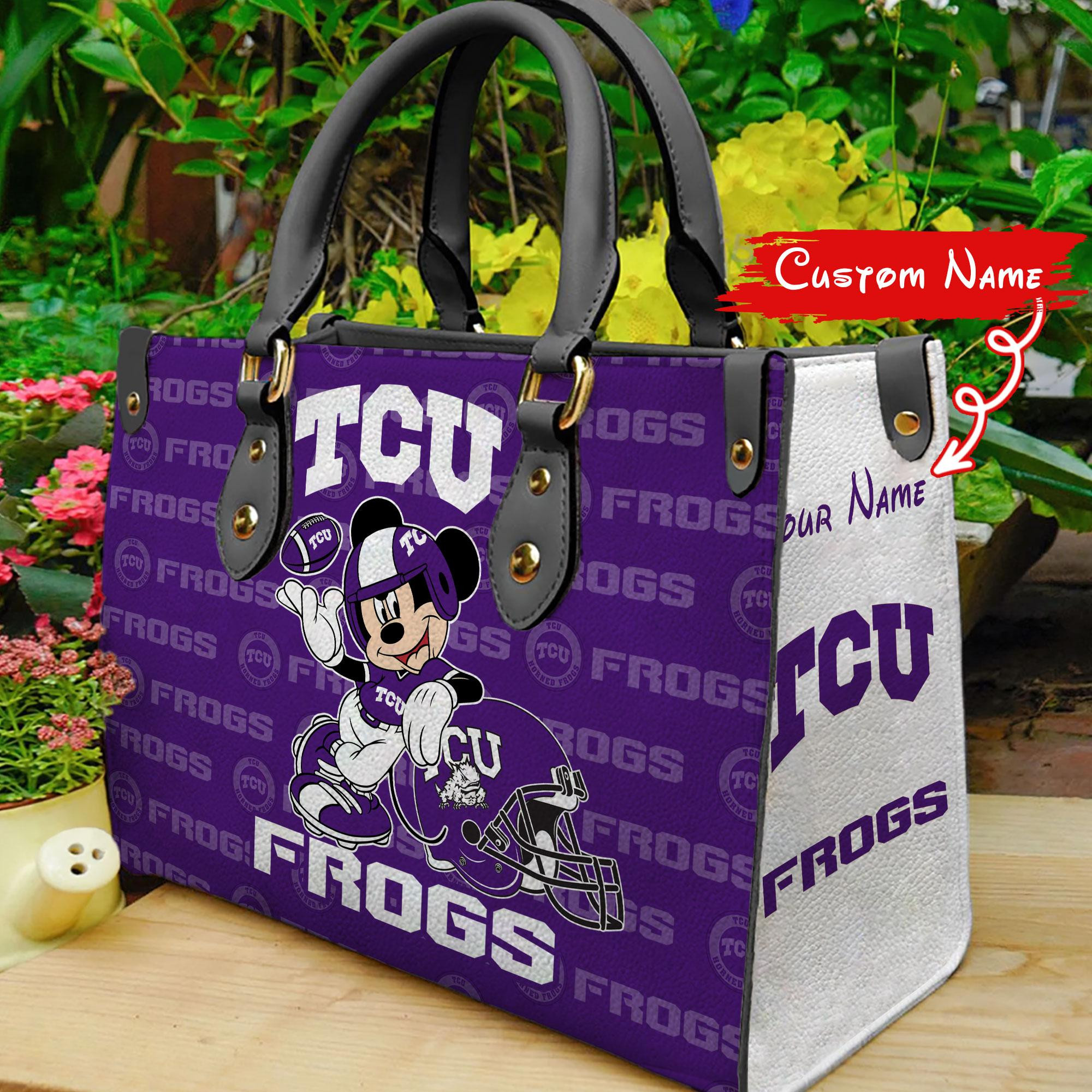 Sportswearmerch TCU Horned Frogs NCAA x Mickey Women Leather Handbag For Fan