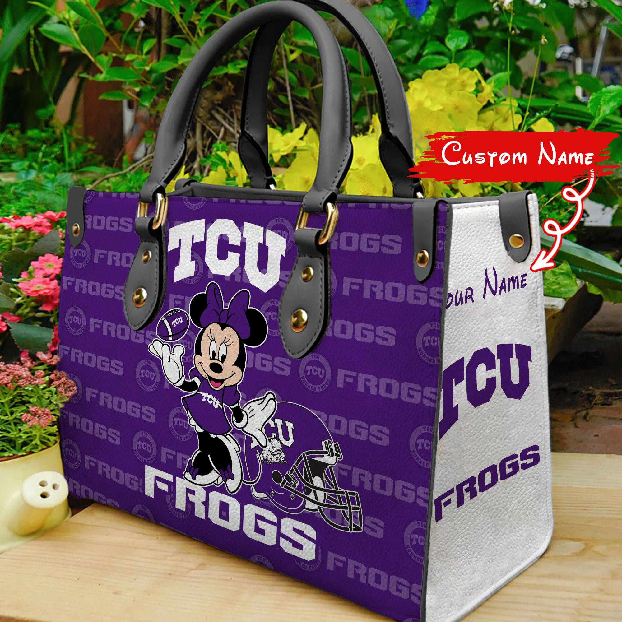 Sportswearmerch TCU Horned Frogs NCAA x Minnie Women Leather Handbag For Fan