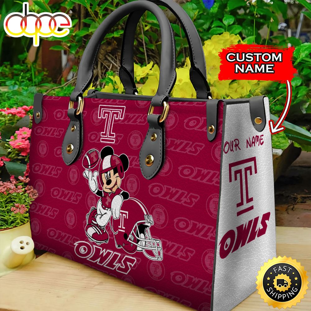 Sportswearmerch Temple Owls NCAA Mickey Leather Bag For Fan