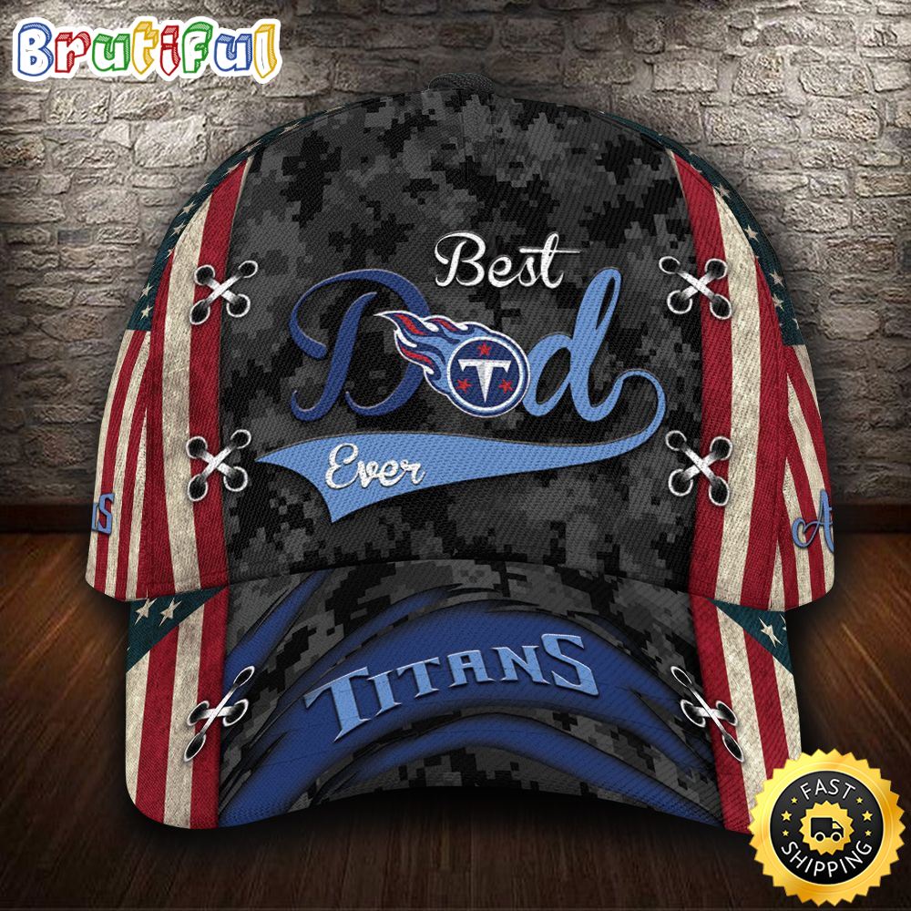 Sportswearmerch Tennessee Titans NFL Best Dad Ever Camo Pattern Classic Cap For Fan