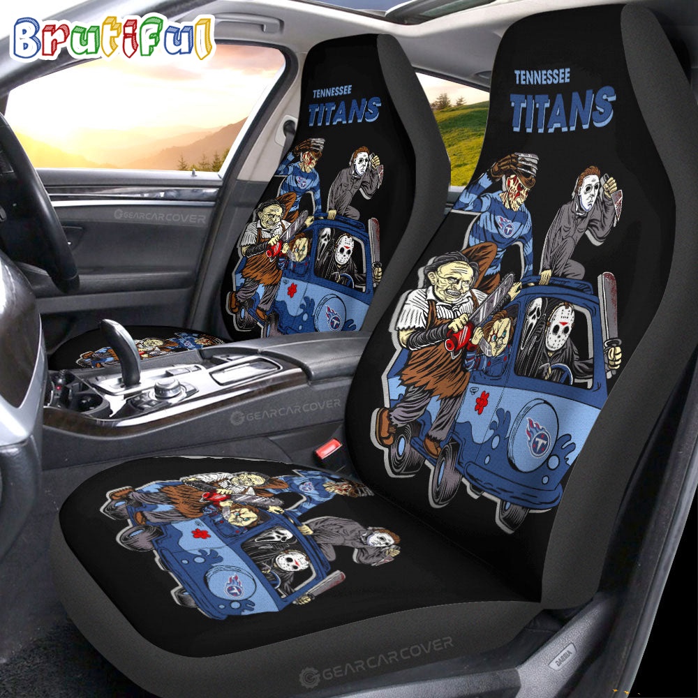 Sportswearmerch Tennessee Titans NFL Horror Characters Essential Halloween Car Seat Covers For Fan