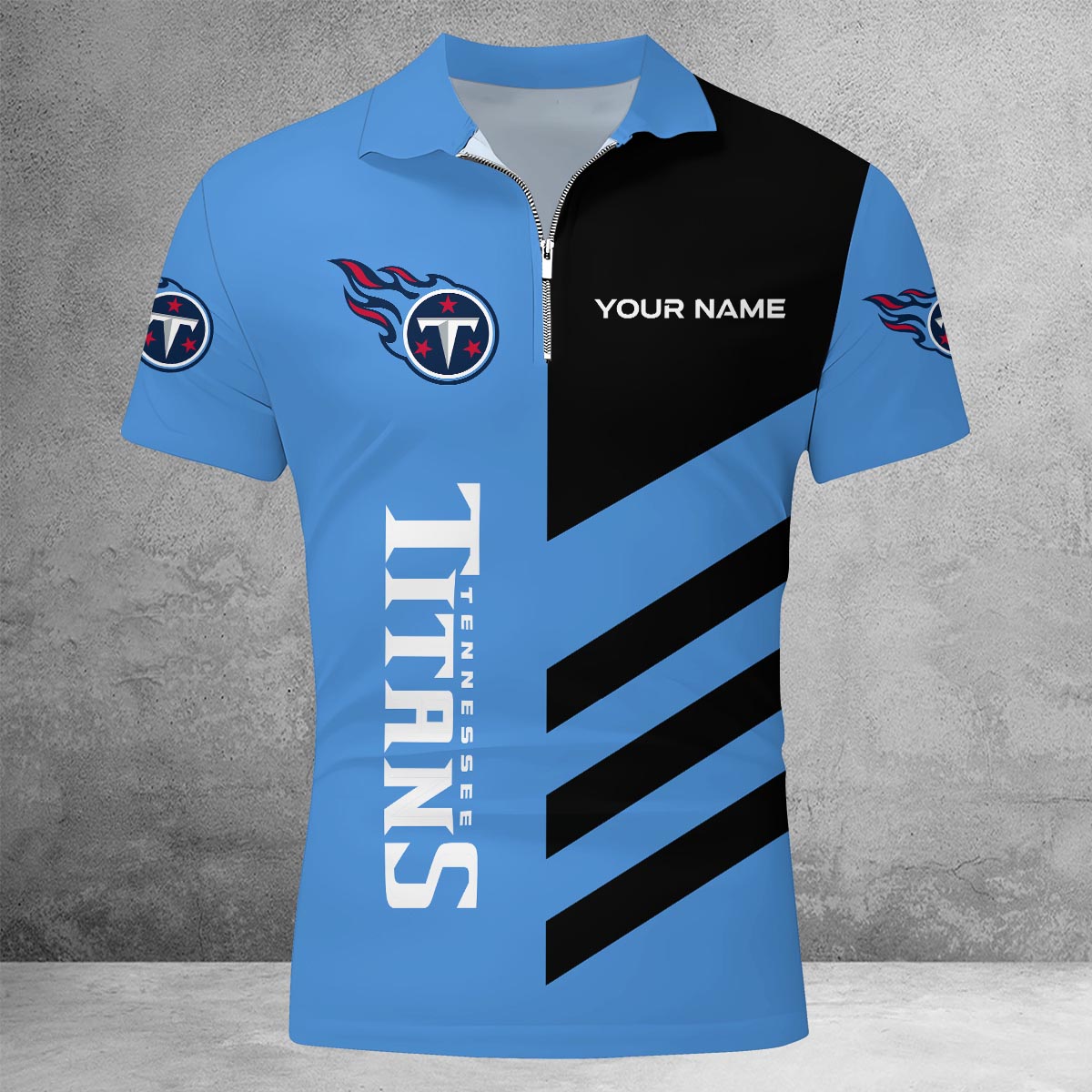 Sportswearmerch Tennessee Titans NFL Lapel Zip Polo Shirt For Fan