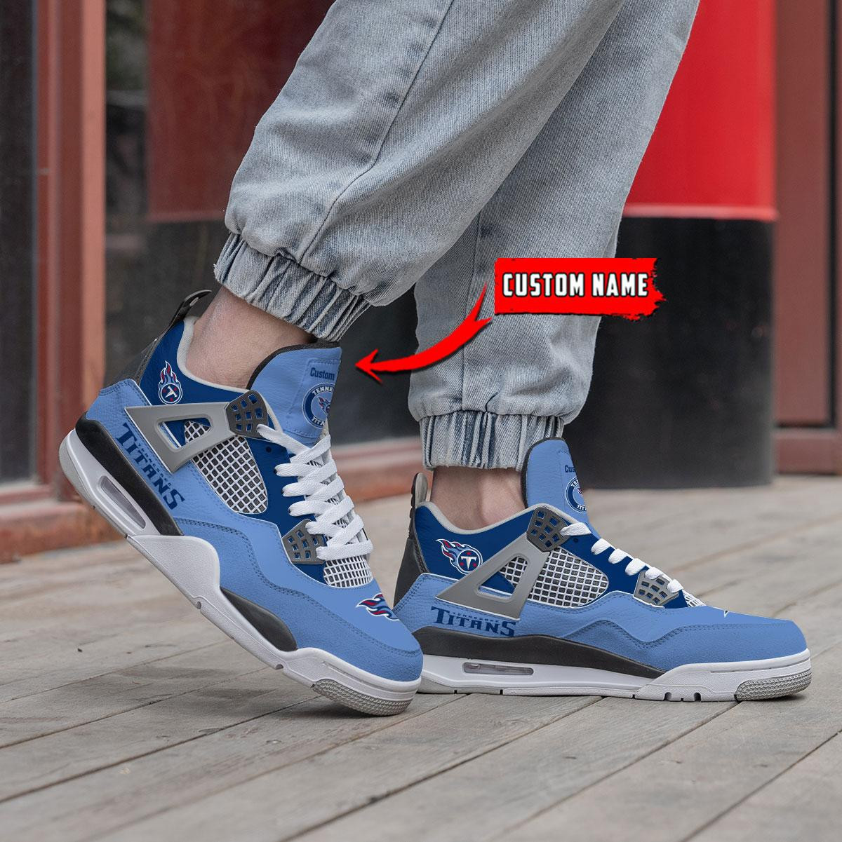 Sportswearmerch Tennessee Titans NFL Personalized Air Jordan 4 SnAJ4 Sneakers Shoes For Men And Women