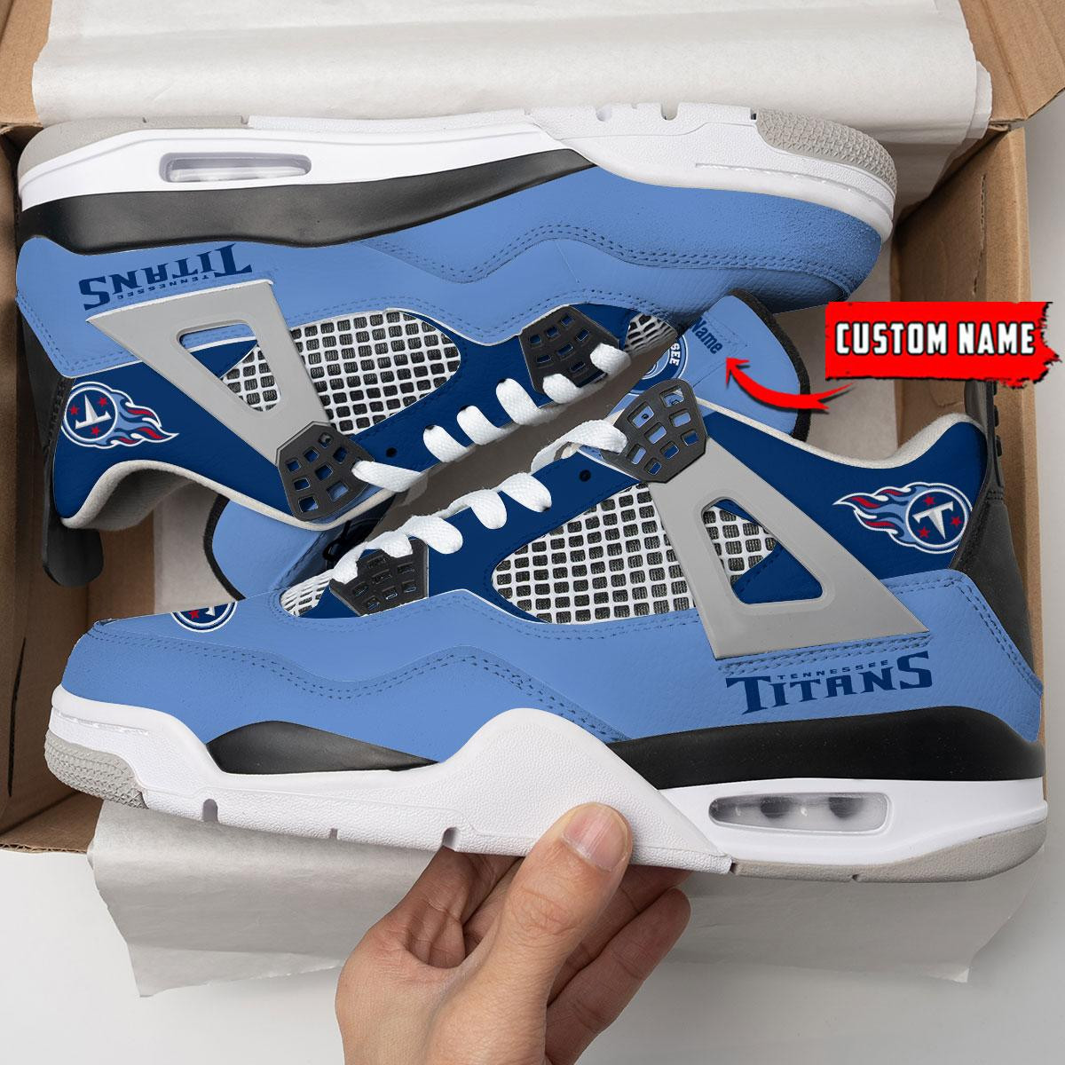 Sportswearmerch Tennessee Titans NFL Personalized Air Jordan 4 SnAJ4 Sneakers Shoes For Men And Women