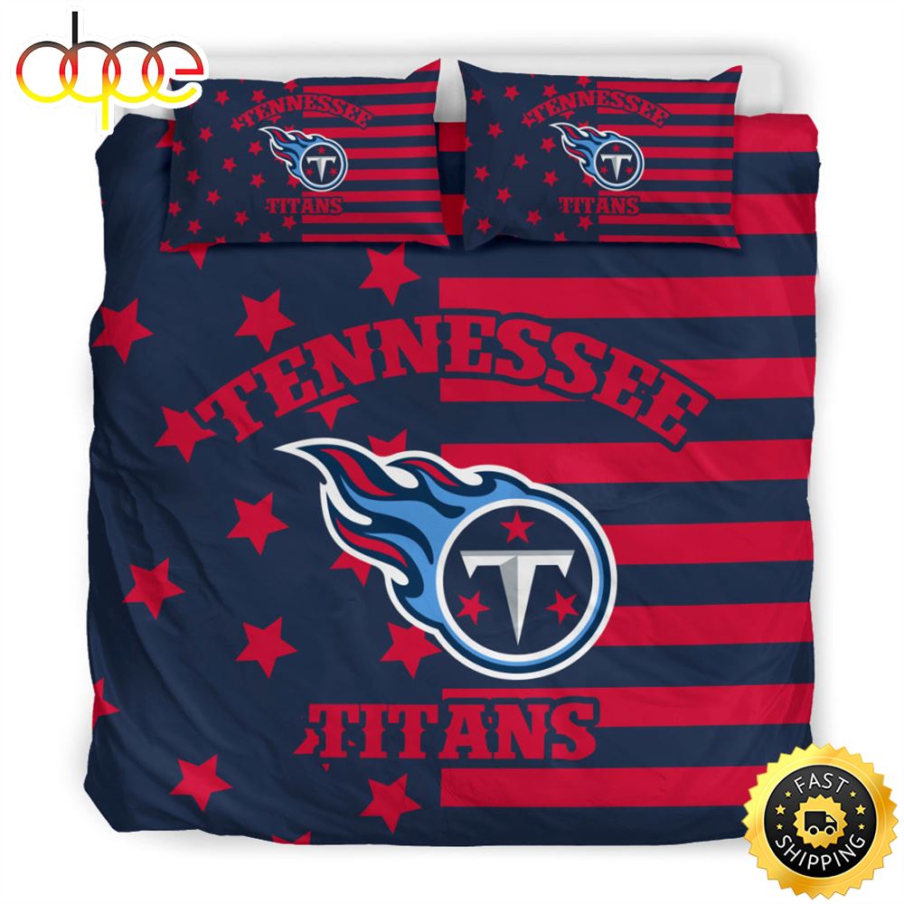 Sportswearmerch Tennessee Titans NFL Red Navy Blue Bedding Set For Fan