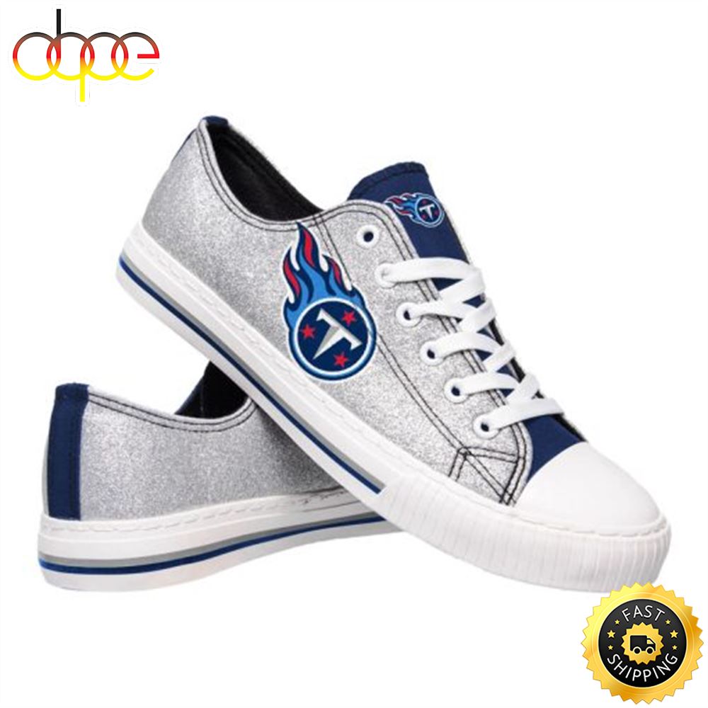 Sportswearmerch Tennessee Titans NFL Silver Low Top Canvas Sneakers Shoes For Men And Women