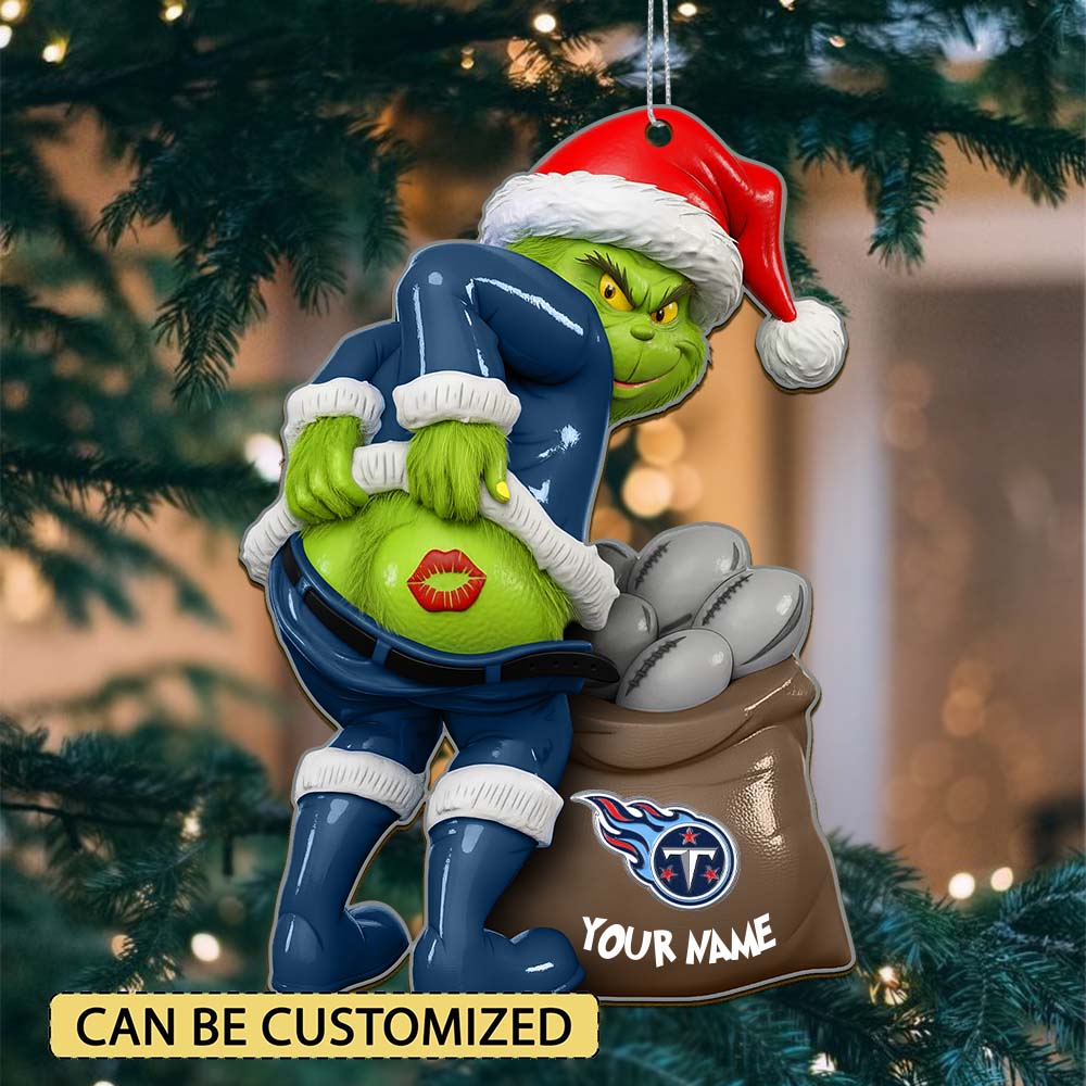 Sportswearmerch Tennessee Titans NFL The Grinch x Christmas Acrylic Ornament Gift For Fan