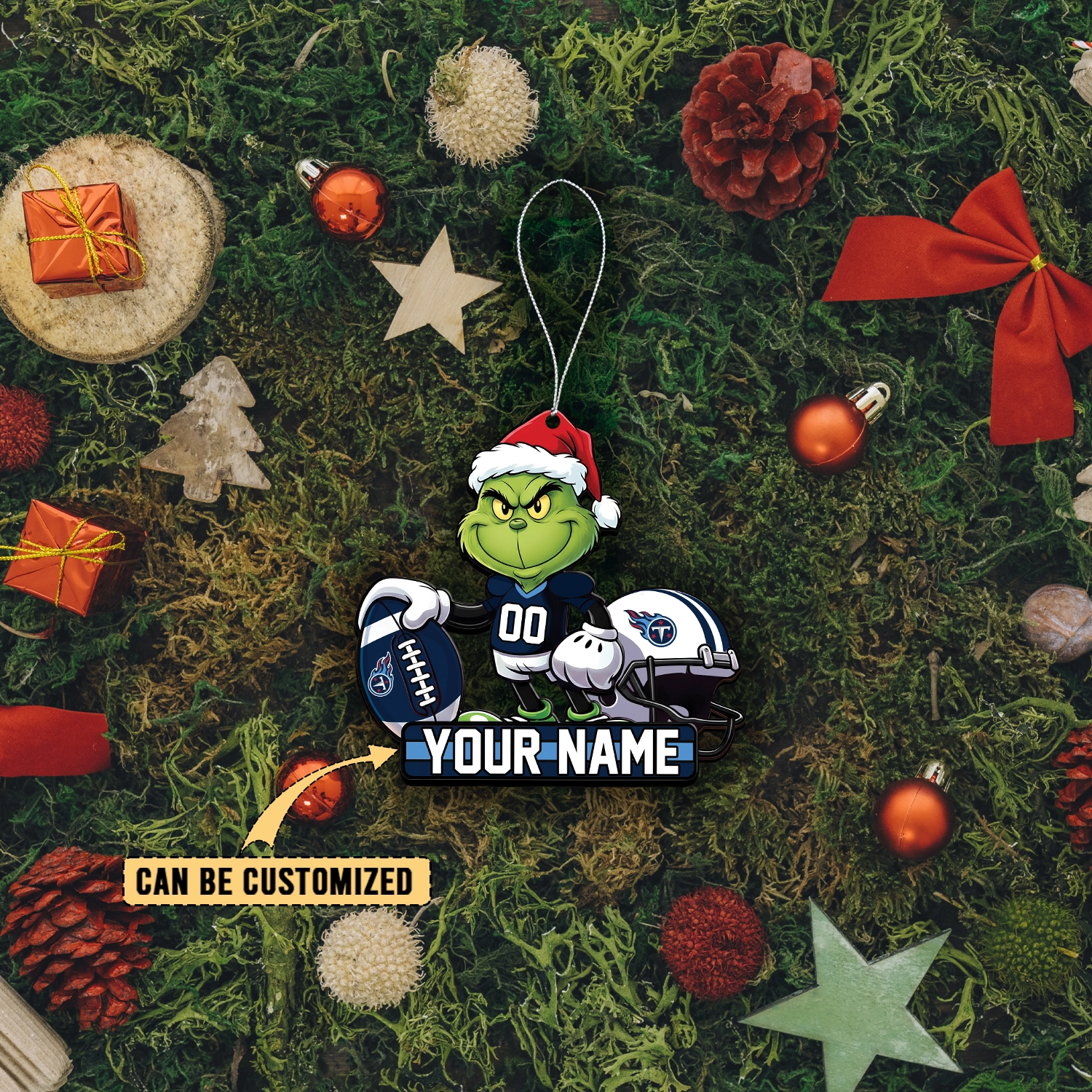 Sportswearmerch Tennessee Titans NFL The Grinch x Christmas Acrylic Ornament Gift For Fan