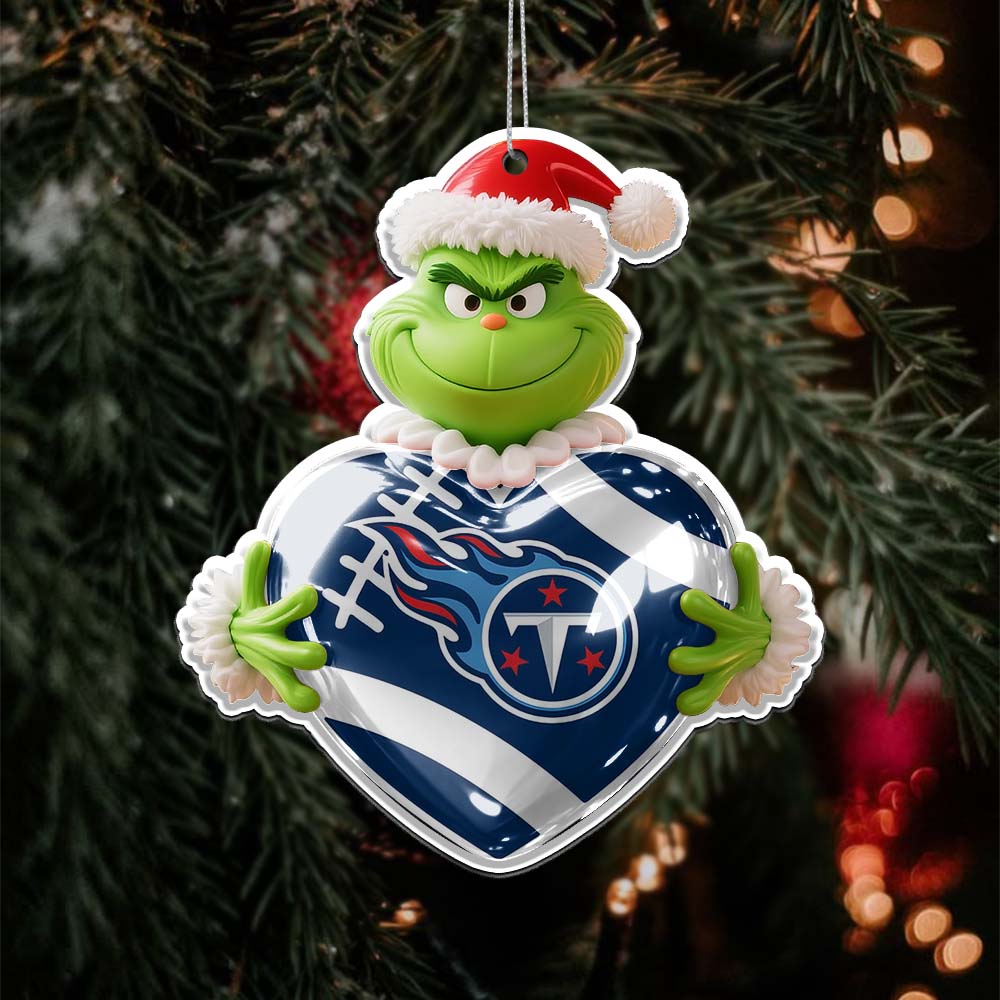 Sportswearmerch Tennessee Titans NFL The Grinch x Christmas Acrylic Ornament Gift For Fan