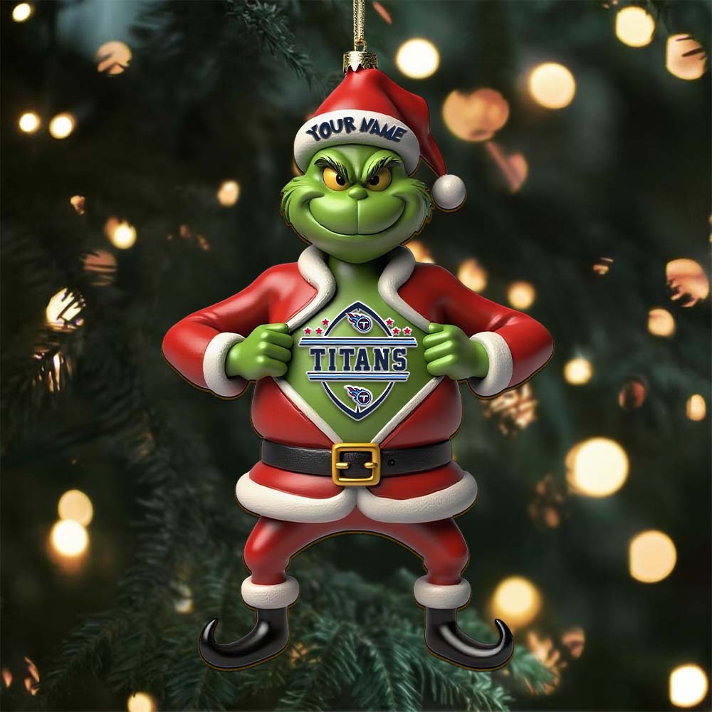 Sportswearmerch Tennessee Titans NFL The Grinch x Christmas Acrylic Ornament Gift For Fan