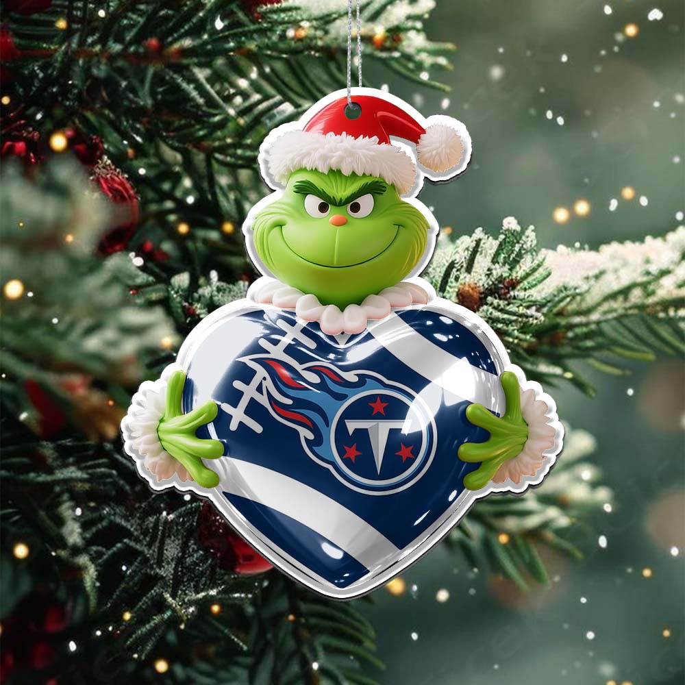 Sportswearmerch Tennessee Titans NFL The Grinch x Christmas Acrylic Ornament Gift For Fan