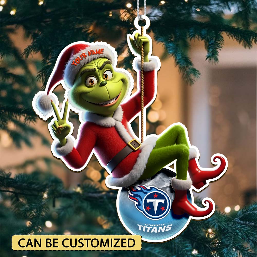 Sportswearmerch Tennessee Titans NFL The Grinch x Christmas Acrylic Ornament Gift For Fan