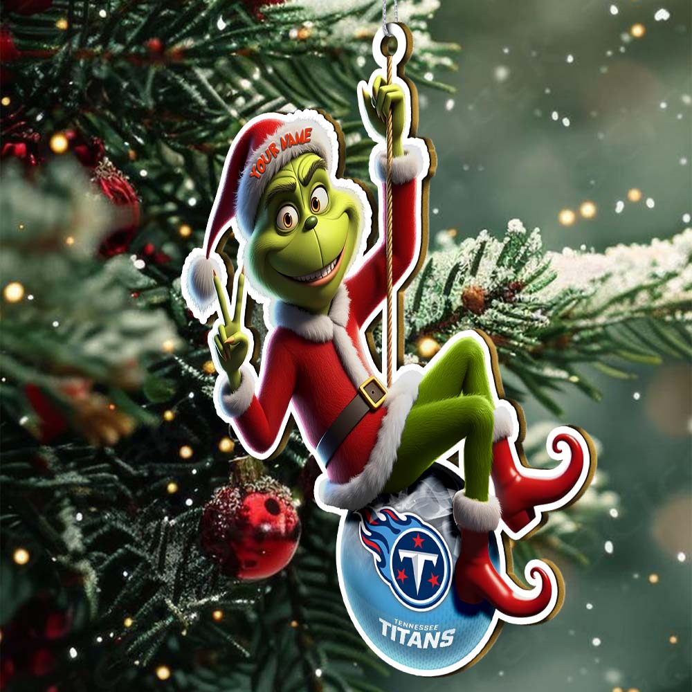 Sportswearmerch Tennessee Titans NFL The Grinch x Christmas Acrylic Ornament Gift For Fan
