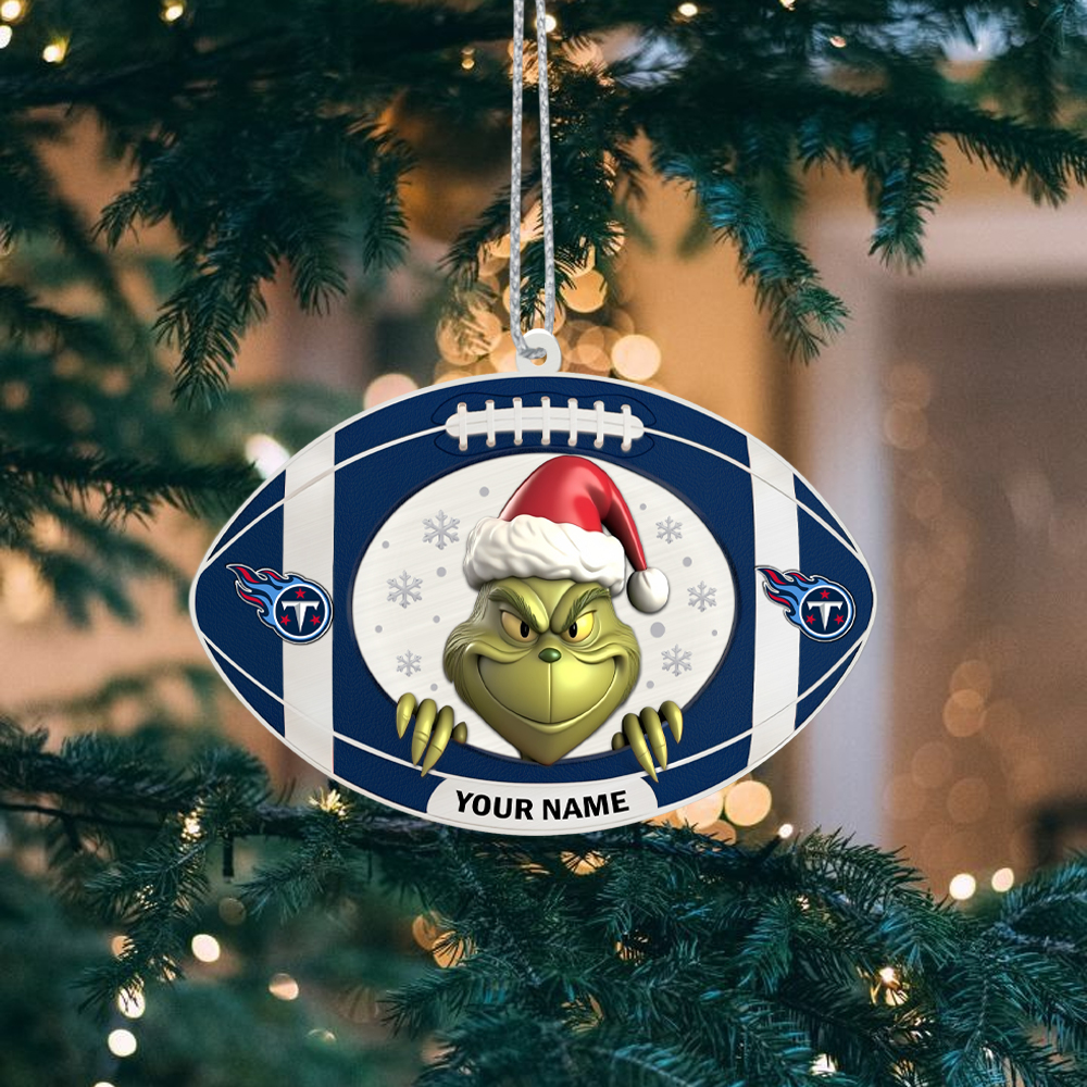 Sportswearmerch Tennessee Titans NFL The Grinch x Christmas Acrylic Ornament Gift For Fan