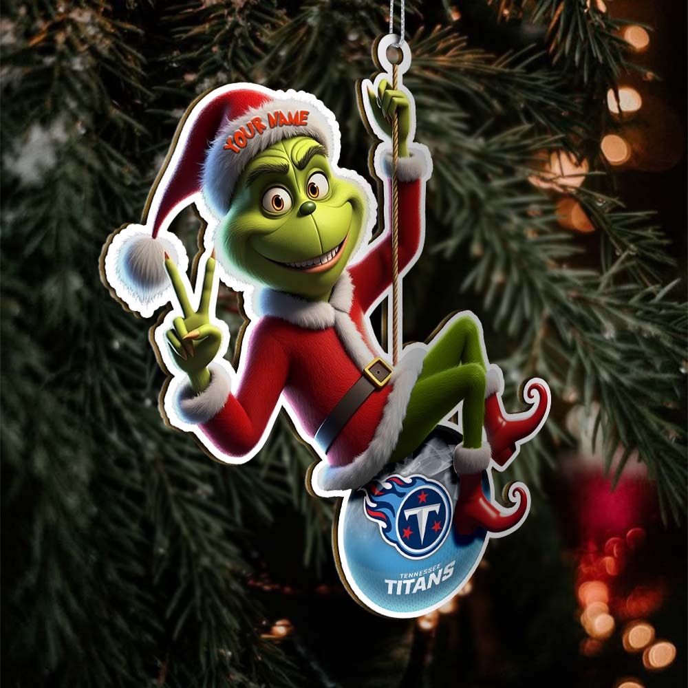 Sportswearmerch Tennessee Titans NFL The Grinch x Christmas Acrylic Ornament Gift For Fan