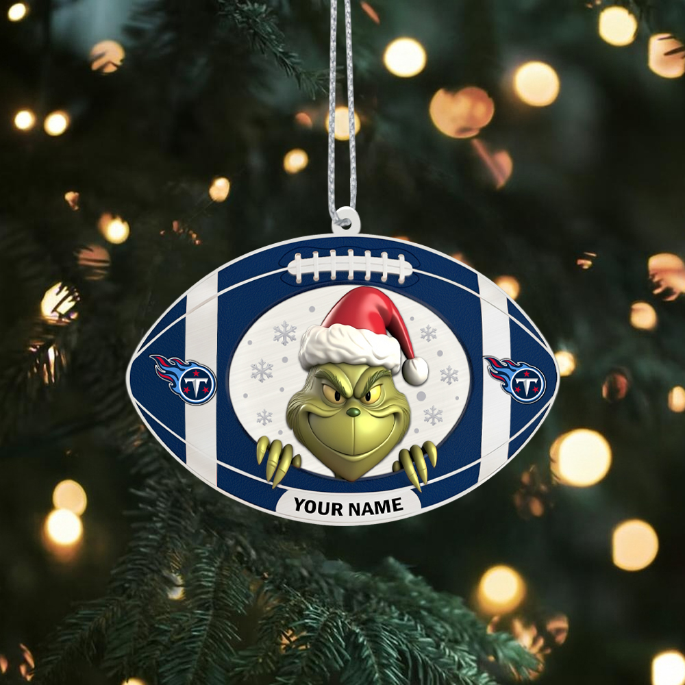 Sportswearmerch Tennessee Titans NFL The Grinch x Christmas Acrylic Ornament Gift For Fan