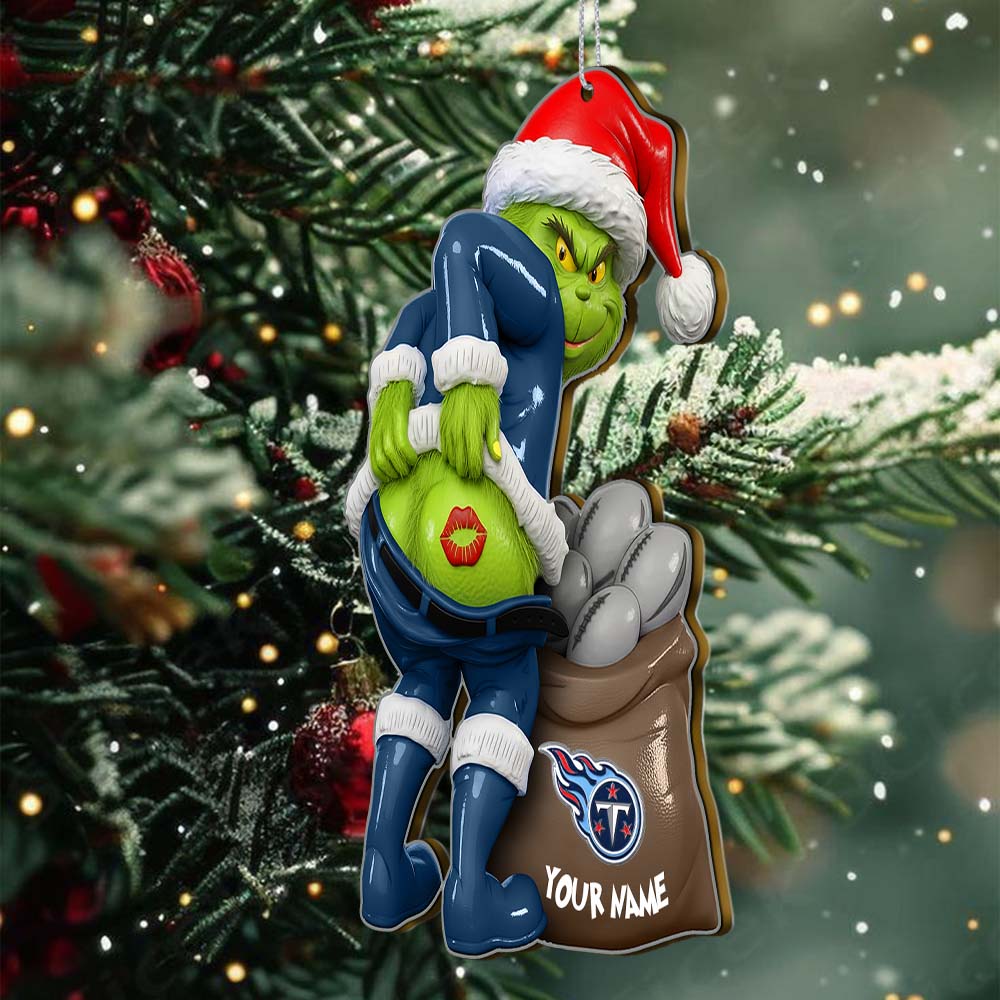 Sportswearmerch Tennessee Titans NFL The Grinch x Christmas Acrylic Ornament Gift For Fan