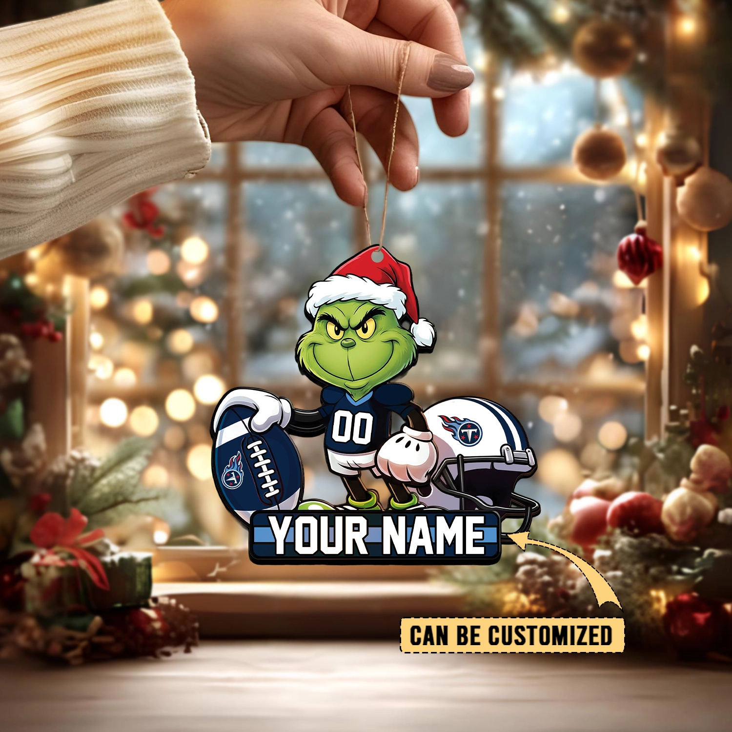 Sportswearmerch Tennessee Titans NFL The Grinch x Christmas Acrylic Ornament Gift For Fan