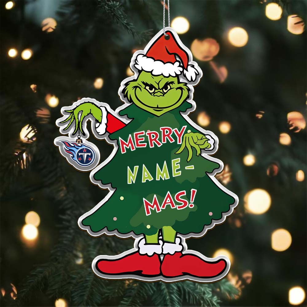 Sportswearmerch Tennessee Titans NFL The Grinch x Christmas Acrylic Ornament Gift For Fan